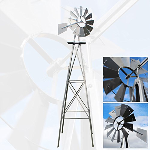 US windmill 245 cm silver-coloured windmill wind chime ball bearing mill