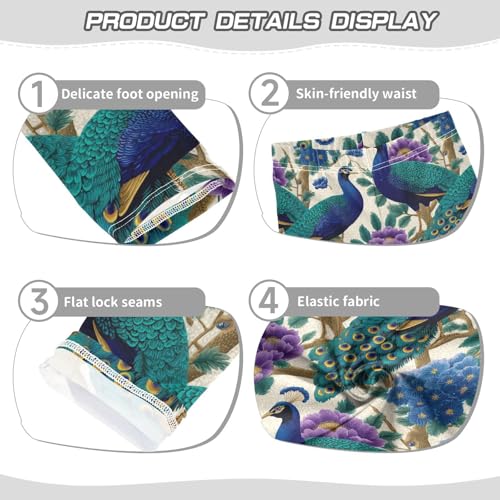 Girls Leggings Peacock Flower Tree Soft Toddler Leggings for Girls Kids Pants Size 4T-10T3