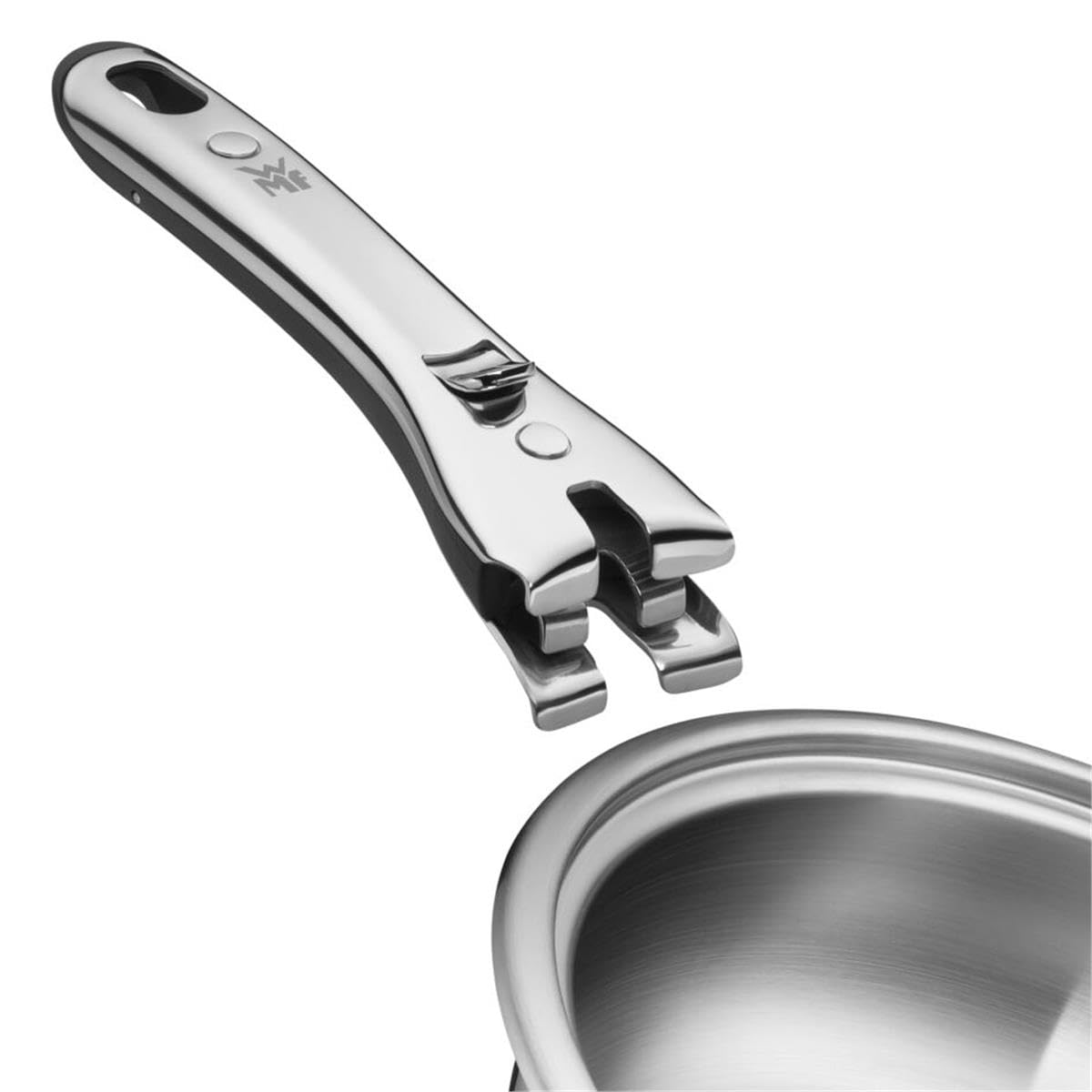 WMF Click&Serve 3-częściowy zestaw patelni 28 cm 24, ze zdejmowanym uchwytem, indukcja, powłoka ze stali nierdzewnej Cromargan, nadaje się do piekarników