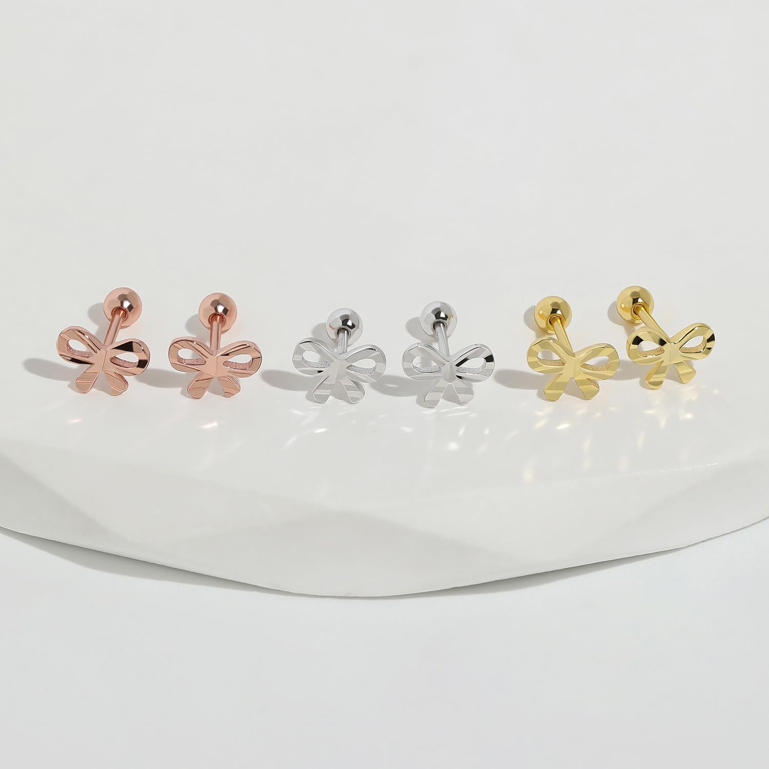 Meissa Orecchini a Bottone con Chiusura a Sfera e Vite per Donne e Ragazze, Fiore Carino in Argento Sterling 925, Zirconia Cubica, Sicuri e Comodi per il Sonno, Artigianali
