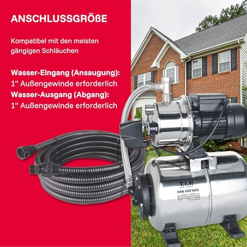 T.I.P. Hauswasserwerk HWW 4500 INOX | Edelstahl | 4.350 l/h | max. 50 m Förderhöhe | 5 bar | 22 l...