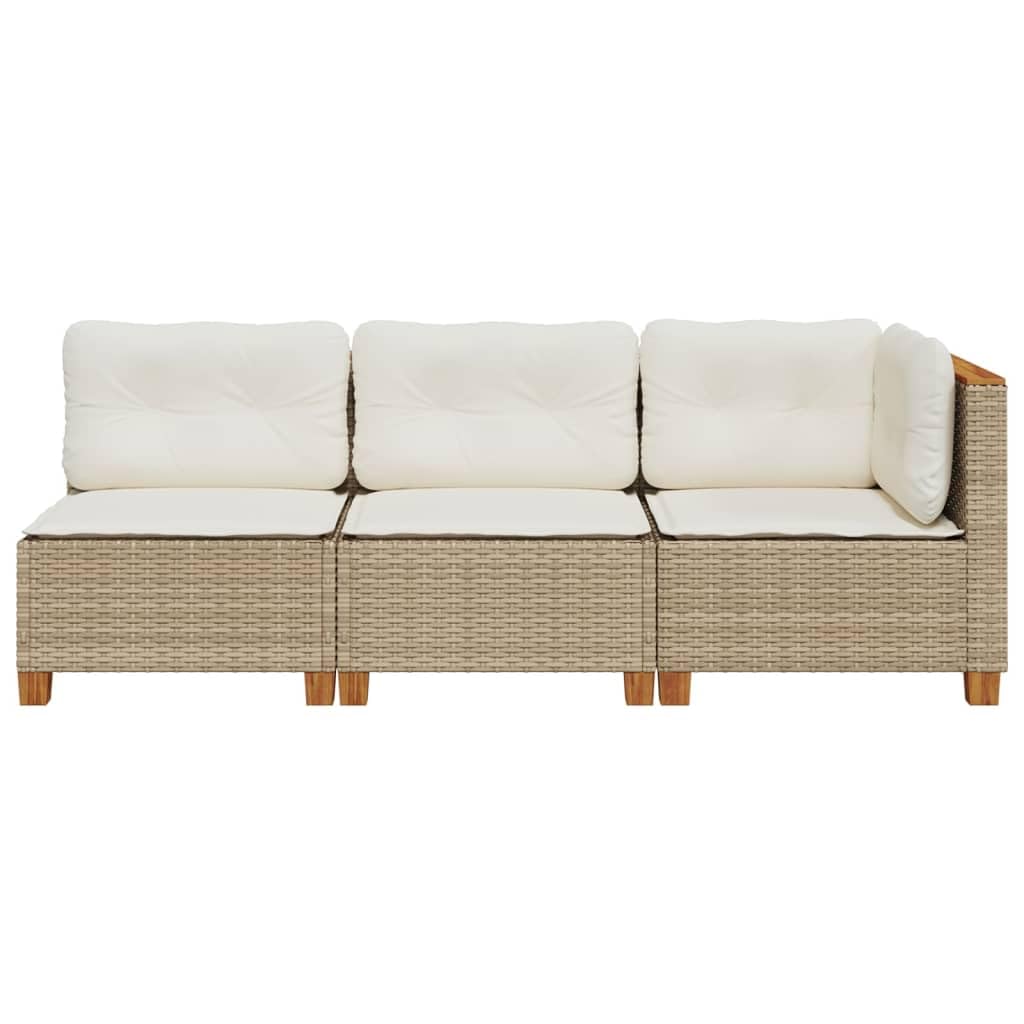 vidaXL Canapé de Jardin avec Coussins 3 Places Beige résine tressée, canapé d'extérieur, siège de Jardin, canapé de Jardin Trois Places