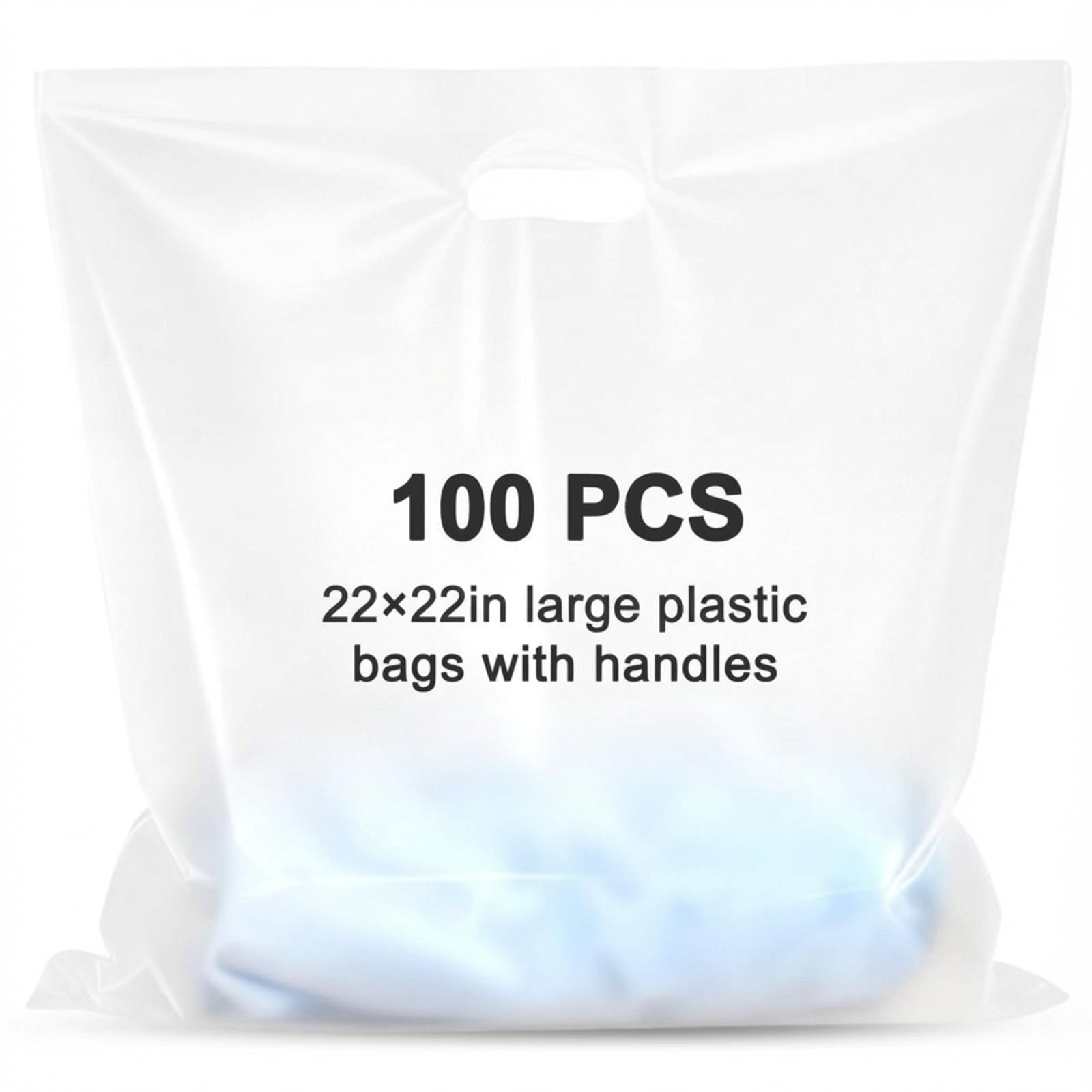 Maitys 100 Pcs 22"x22" Clear Plastic Bags with Handles Large Merchandise Shopping Bags for Small Business, Retail, Boutique Stores, Gifts