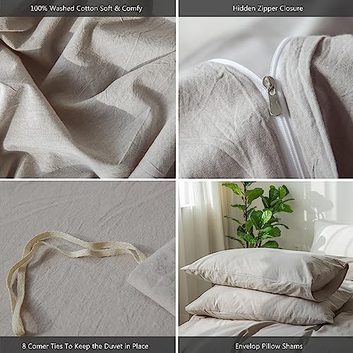 Image of MooMee Duvet Cover Set 100% Washed Cotton Linen Like Oversized King Plus