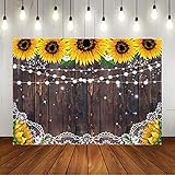 Rustic Sunflower Wooden Backdrop Summer Floral Brown Wood Backdrop Country Lace Flowers Birthday Baby Shower Bridal Shower Wedding Anniversary Newborn Baby Newborn Baby Party Decorations