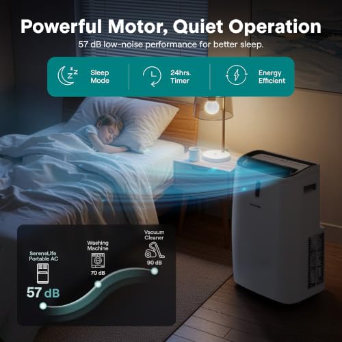 Image of SereneLife 14,000 BTU Portable Air Conditioner | AC, Dehumidifier & Fan