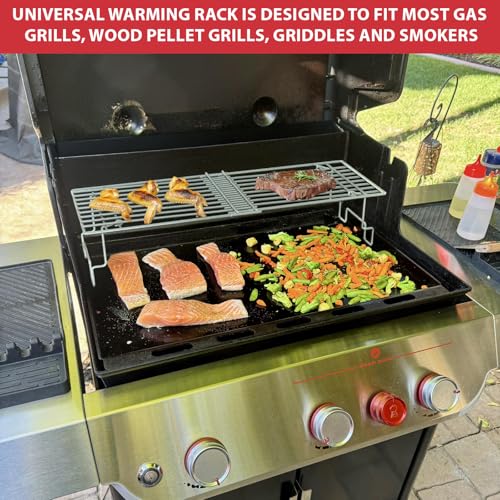 Image of Universal Griddle Warming Rack for Pit Boss Traeger Wood Pellet Smoker Grill, Adjustable Warming Rack for Weber Blackstone and More Tabletop Flat Rack