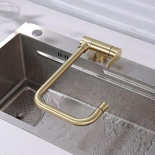 Robinet d'évier de cuisine pliant en acier inoxydable or brossé