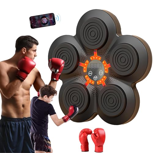 Yopyuenn Music Boxing Machine, Bluetooth Intelligente Boxe Macchina Da Parete per Esercizi Domestici Decompressione Scatole con Guantoni Boxe, Attrezzature per Adulti Bambini