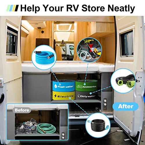 Image of CircleRoad RV Storage and Organization Bag 4 Pack Camper Waterproof RV Accessories Storage and Organizer Bags for Sewer Hoses, Fresh & Waste Water Hoses, Electrical Cords (black /blue /yellow /green)