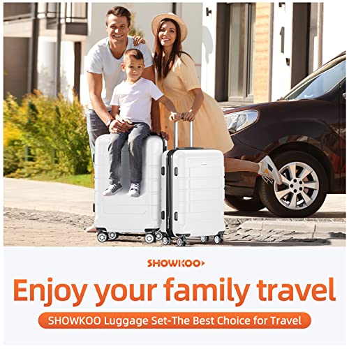 Showkoo Luggage Sets Expandable Pc+Abs Durable Suitcase Sets Double Wheels Tsa Lock White 3Pcs #TOP1