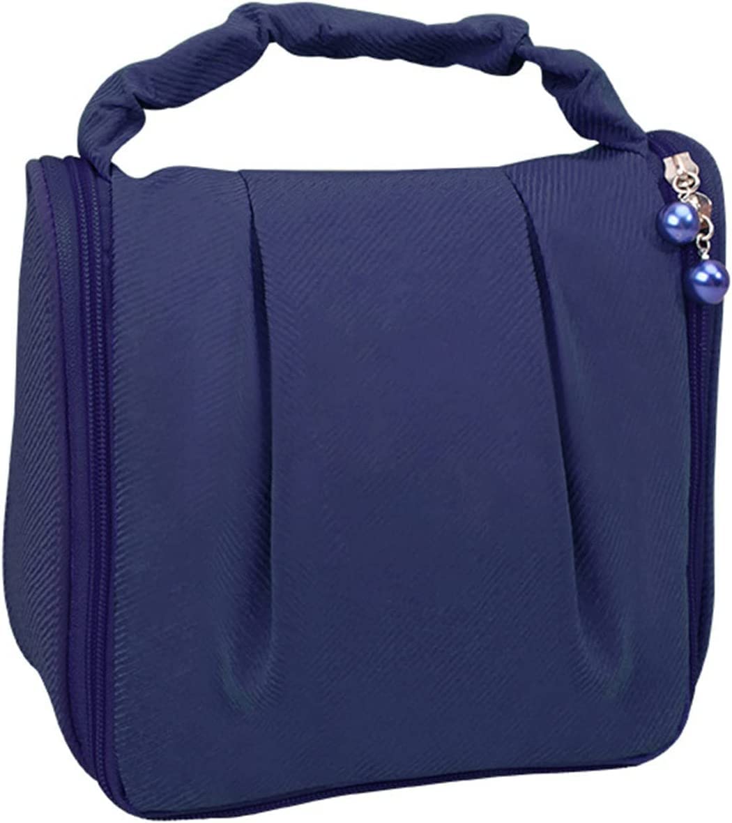 Toiletry Bag Luxury Cute Travel Make Up Hanging Wash Bag Cosmetic Waterproof Hanging Toiletries Bag Personalised with Pearl Zipper (Dark Blue)-image-35