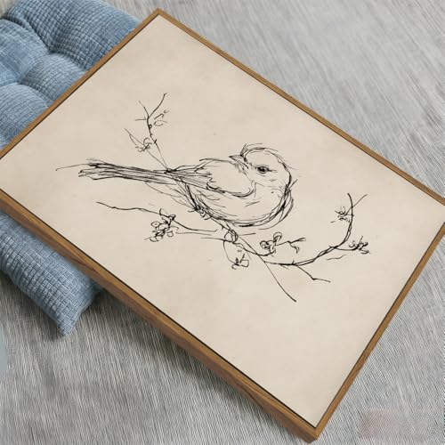 Image of KISSFOX Framed Wall Art Vintage Wall Decor Bird Pictures Rustic Animal Canvas Art Retro Paintings Farmhouse Artwork For Bedroom Living Room Kitchen