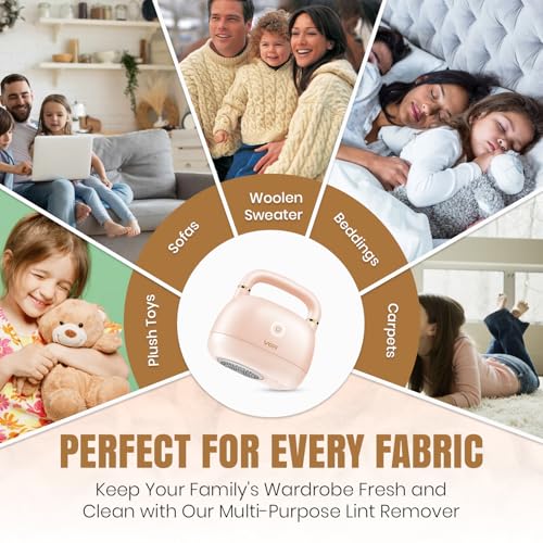 Image of VGR V-818 Professional Lint Remover for Clothes, 6-Blade Fabric Fuzz Shaver with 180 Min Runtime, 2 Speed Settings, High-Speed Motor, USB Type-C Rechargeable, Portable Lint Cleaner, Sage Green