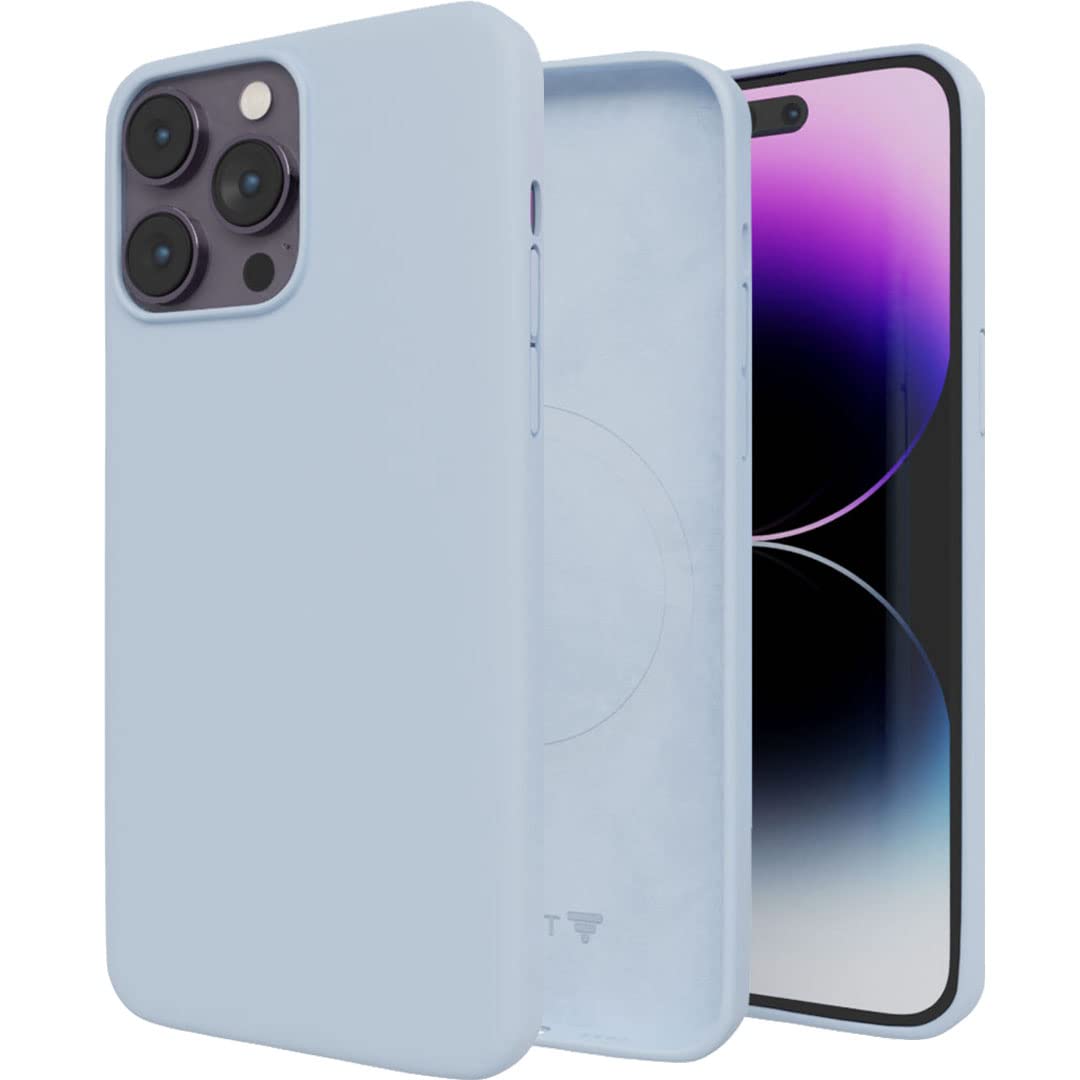 Totem MagRing Silicone Case for iPhone 14 Pro Max Back Cover Case | 10 ft Drop Protection | Micro Fiber Lining | (Silicone | Sky Blue)