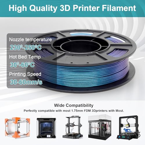 Image of Chameleon TPU Filament 1.75mm, 250g(0.25kg) TPU Chameleon Color,95A (42D) Flexible Soft 3D Printer Filament,Changes Color with Light and Angles.