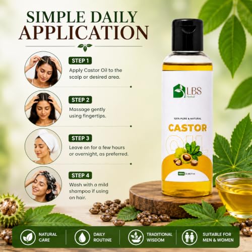 Image of Pure Castor Oil 100% Extra Virgin Cold Pressed | Natural Carrier Oil for Hair, Scalp & Skin Care | Deep Moisturizing Hair Oil for Dry & Healthy Looking Hair | 100ml (Pack of 3)