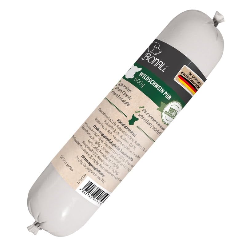 Hundewurst Wildschwein schnittfest 600g 12 Stück Sparpack