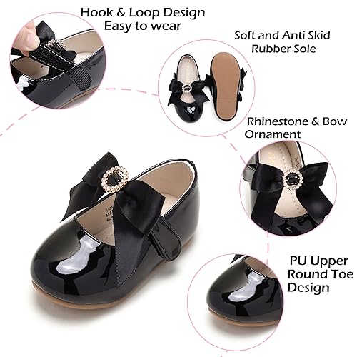 Image of PHIRAMIN Toddler Flower Girl Dress Shoes - Little Girl Mary Janes Flats Wedding