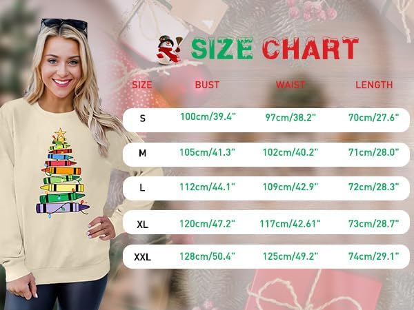 Christmas Teacher Sweatshirt: Women's Merry Christmas Book Tree Sweater Xmas Pullover Tops - Image 2