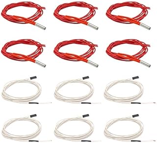 SOOWAY 6 Pieces 12V 40W 6 x 20 Heating Tube Pipe + 6 pieces NTC 3950 100K Thermistor For 3D Printer Hotend Hot End