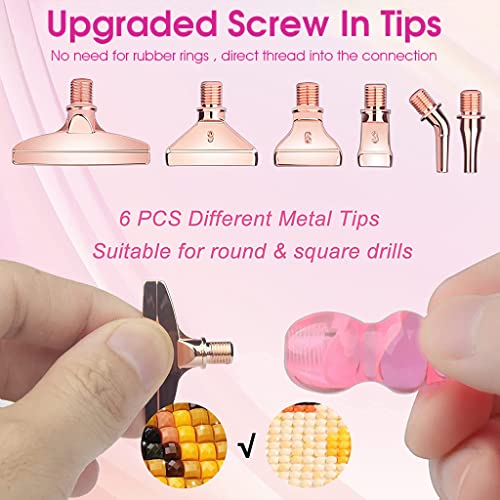 Image of HASTHIP 14pcs Diamond Painting Tool Kit, 1 Pen, 6 Metal Tips, Clear Case | Multi Tip Pen for Smooth Drill Placement, Clay Holds Diamonds, Metal Tips, Clear Case, 14-Piece Set, Care Support