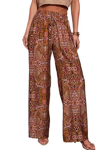 SuperPrity Women Wide Leg Palazzo Pants Summer Casual Loose High Waist Lounge Beach Travel Vacation Outfits 2025 Trendy