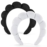 Ztomine Spa Headbands for Washing Face or Facial, Set of 2 Skincare Headbands, Terry Cloth Headband Wash Combo Pack - Puffy Makeup Washing, Mask, Skin Treatment (Black & White)