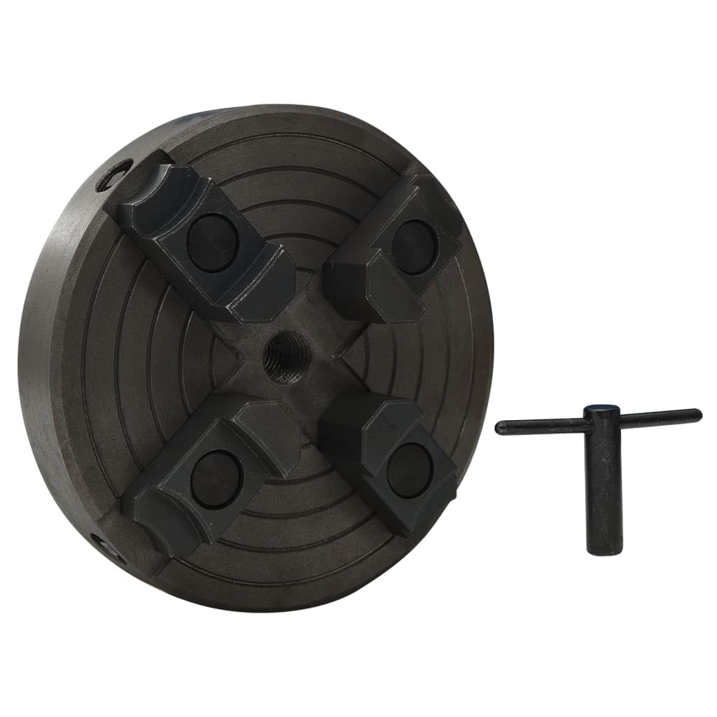 vidaXL Mandril Madera 4 mordazas con conexión M18 Acero Negro 150x63mm, Mandril, Mandril para Torno de Madera, Mandril con 4 mordazas, portabrocas