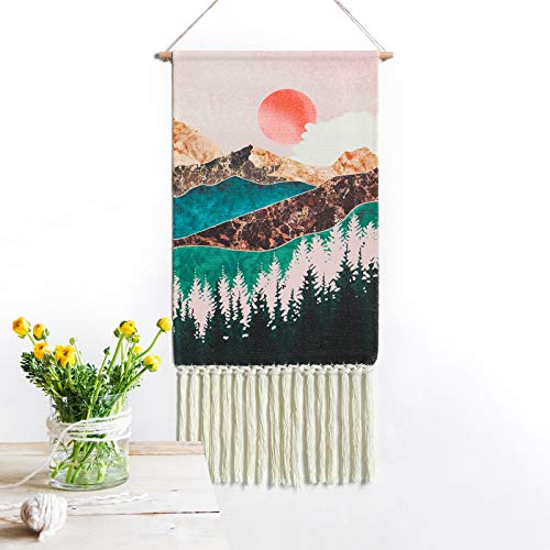 Dremisland Mountain Tapestry Forest Tree Tapestry Nature Landscape Tapestry Wall Hanging - Boho Chic Bohemian Wall Decor For Home (Sunset)