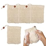 4 Stück Seifentüten, Organische Seifentüten mit braunen Perlen, Schäumnetze für Handseife,...