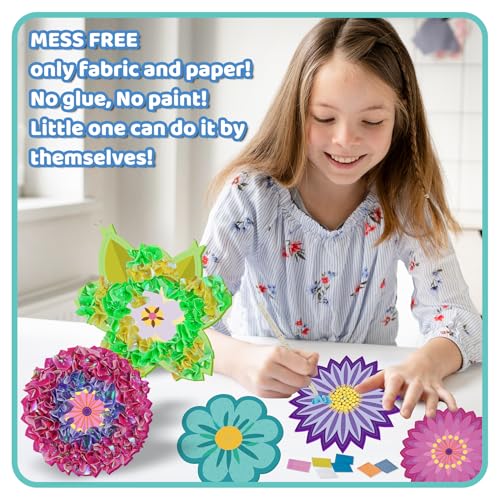 ATFUNSHOP 8 Packs Poke in Crafts Art Kits Flower Bouquets, Mess Free Kids' Paper Craft Kits Activity, 4 5 6 7 8 9 Years Old Girls Birthday Gifts - Image 6