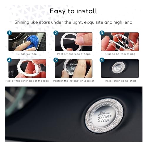 Image of Ziciner 2 Pack Bling Car Cup Holder Coaster, Anti-Slip Auto Insert Coaster with Start Stop Button Cover, Universal Shiny Crystal Vehicle Interior Accessories for Women and Girls (Light Blue)