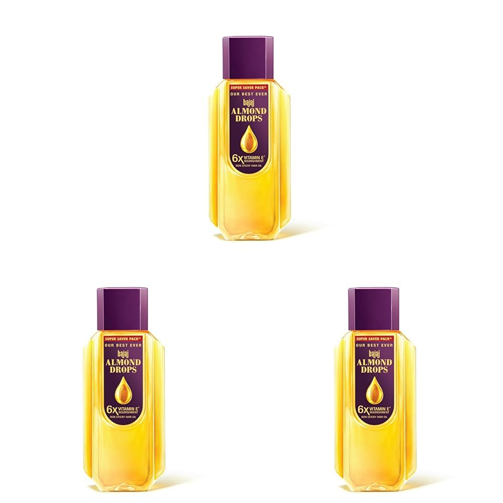 Bajaj Almond Drops Hair Oil, 650ml, Hair Oil, 6X Vitamin E, Almond Oil, Light and Non-Sticky, Hair Fall Control (Pack of 3)-image-36