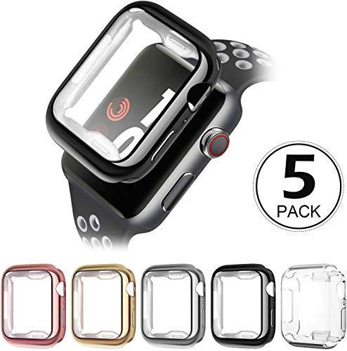 Compatible with Apple Watch Case 38mm40mm 42mm 44mm,5 Pack Soft TPU Ultra-Slim Lightweight