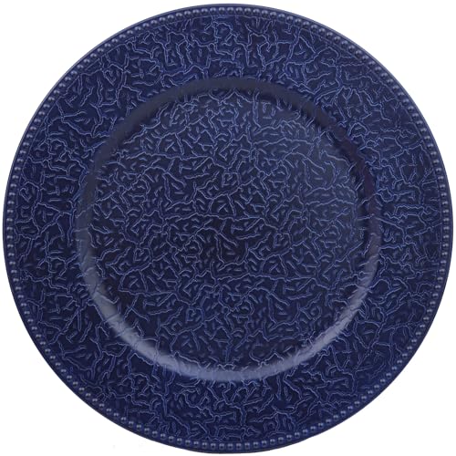 SforGUVA Navy Blue Charger Plates with Beaded Rims, Set of 6 Plastic Wedding Bulk Plate Charges for Dinner Plates, Table Decoration, Holiday, Thanksgiving, Christmas.