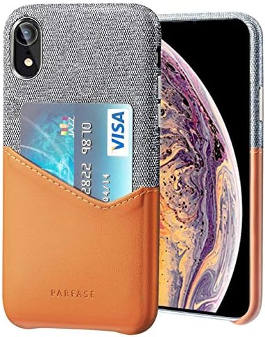 Wallet Case for iPhone XR, Credit Card Case Soft Cloth Fabric Case with ID Holder Slot for Apple iPhone XR 6.1 inch (Brown)