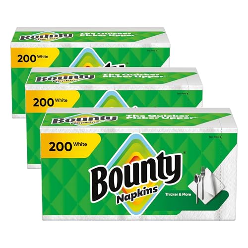 Bounty Paper Napkins, White, Packaging may vary, 200 Count (Pack of 3) - image 1