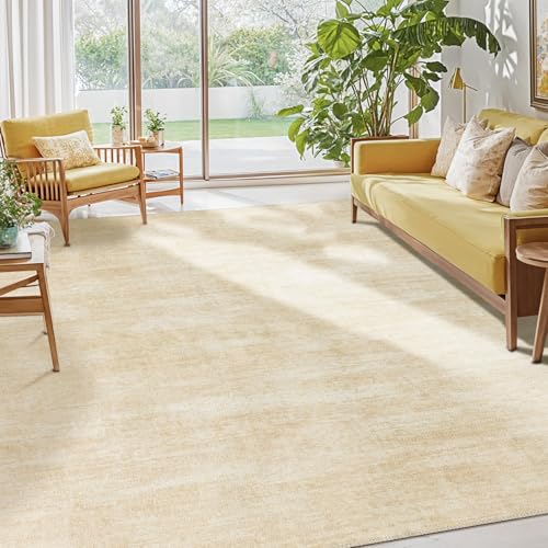 Washable Rug 8x10 Area Rugs for Living Room - Stain Resistant Non-Slip Backing Boho Rug for Bedroom,Durable & Ultra-Thin Vintage Large Area Rug(8x10,Beige)