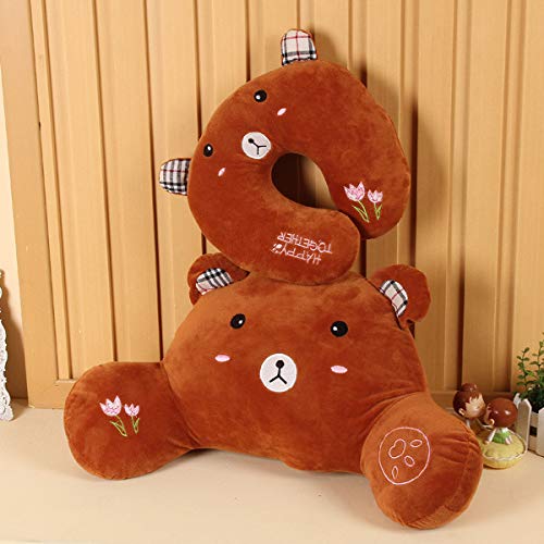 GAO ZHANGAlmohada para El Almuerzo, Almohada De Soporte Lumbar, Almohada En Forma De U, Almohada Personalizada u Almohada + Almohada de Cintura Paquete Oso Pardo