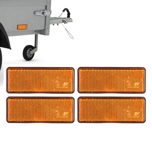 AUTOLIGHT 24 4 reflectores de ojo de gato para remolque, color naranja, autoadhesivo, para pegar, con certificado E, rectangular, 94 x 37 mm, para remolques, camiones, remolques, caravanas