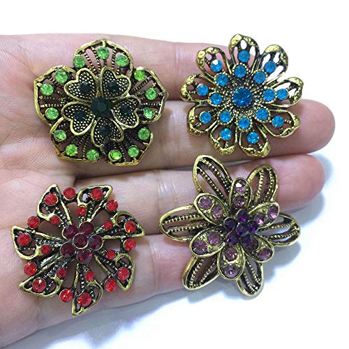 Ezing 12pcs Lot Antique Vintage Gold Plated Crystal Brooch for Wedding Bouquet (I)3