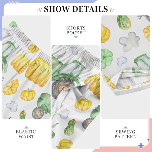 Farm Tractor Pumpkin Boys Long Pants Soft Trousers Elastic Waist Kids Lounge Bottoms with Pockets S-XL4