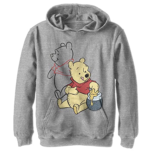 Sweat à capuche Pooh Line Art pour garçon, vêtement athlétique gris en coton
