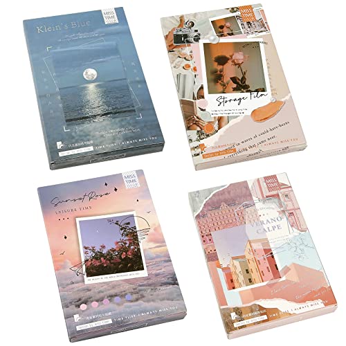 Weinsamkeit 4 Boîtes / 220 PCS Set de Autocollants Washi Journalisation Étiquette Autocollant Décoratif Autocollants de Scrapbooking Bricolage Vintage pour DIY Album Photo Décoration Journal Artisanat