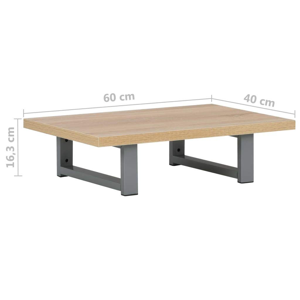 Mueble de baño marrón roble 60 × 40 × 16,3 cm, estantería de madera maciza con soporte de metal, diseño moderno y durabilidad, armario de pared para baños pequeños, aseo de invitados y baño