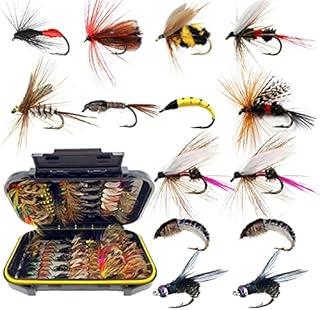 Fly Fishing Flies Kit, 50/114Pcs Handmade Fly Fishing Gear with Dry/Wet Flies, Streamers, Fly Assortment Trout Bass Fishing with Fly Box (114Pcs/Set--11 Mixed Styles)