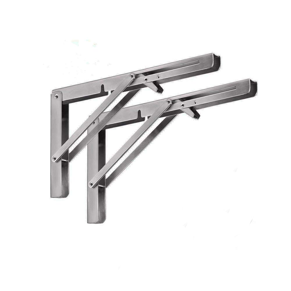 Buy 2PC Folding Heavy Shelf Brackets 12 inch Folding Shelf Bench Table Folding Bracket Stainless