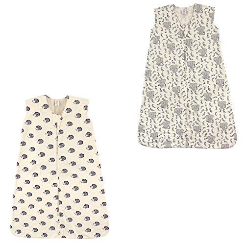 Image of Touched by Nature Baby Organic Cotton Sleeveless Wearable Sleeping Bag, Sack, Blanket, Hedgehog And Elephant 2-Pack, 12-18 Months