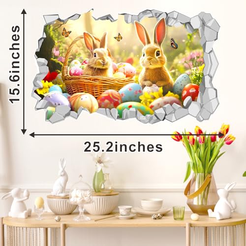Vinilos Decorativos Conejo 3D Pascua 15.7x25.5 pulg miniatura 3
